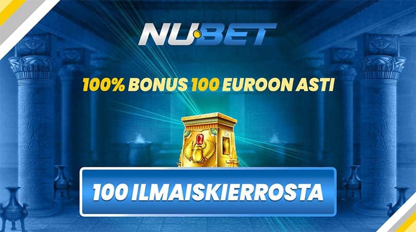 Nubet Casinolta uusille pelaajille 100 prosentin bonus 100 euroon asti ja 100 ilmaiskierrosta Book of Dead -peliin