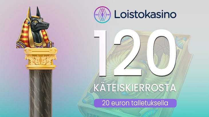 Loistokasinolta 120 kateiskierrosta 20 euron ensitalletuksella