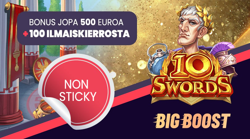 Big Boost Casinon tervetuliaistarous: non sticky bonus 500 euroon asti ja 100 ilmaiskierrosta