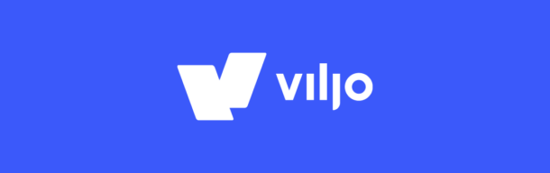 Viljo-kasinot. Viljon logo on valkoinen Viljo-teksti sinisellä taustalla, onhan kyseessä suomalainen yritys.